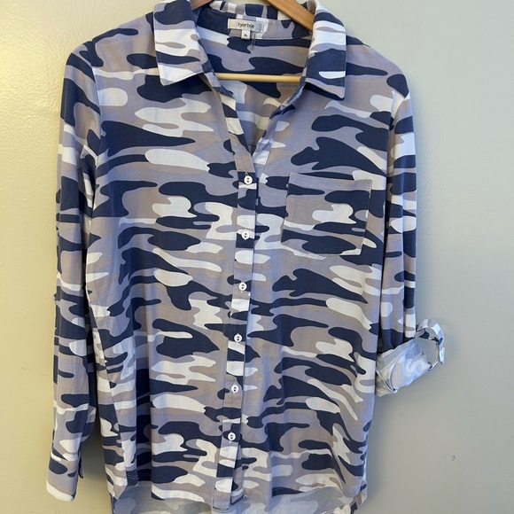 Tyler Boe Tops - Tyler Boe White and Blue Button Down Shirt